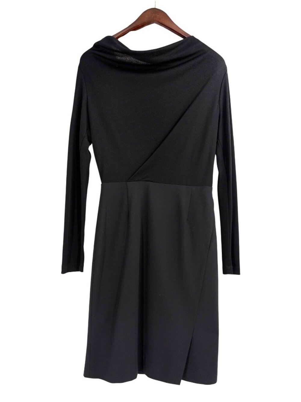 M.M. Lafleur Akiko 4.0 Dress Womens 4 Black Draped Neck Long Sleeve Minimalist